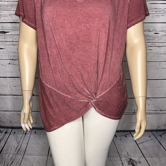 Maurices 24/7 NWT Size 2 Washed Purple Crochet Lace Knot Hemline Knit Top Shirt - Picture 3 of 7